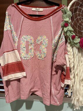 Three Bird Nest Mixed Floral Striped 03 Jersey Top